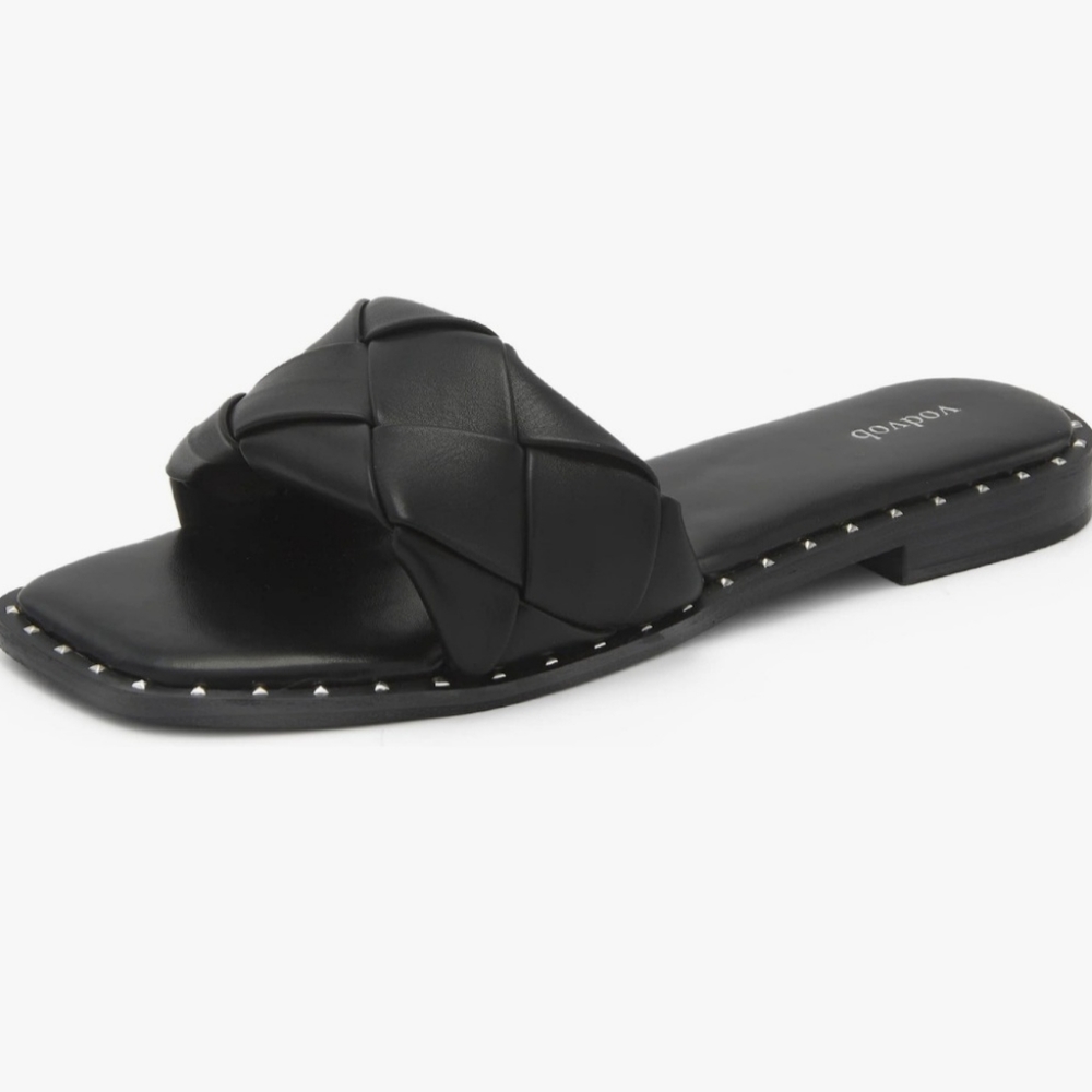 Vodvob Women's Casual Slip on Beach Square Toe Sandal